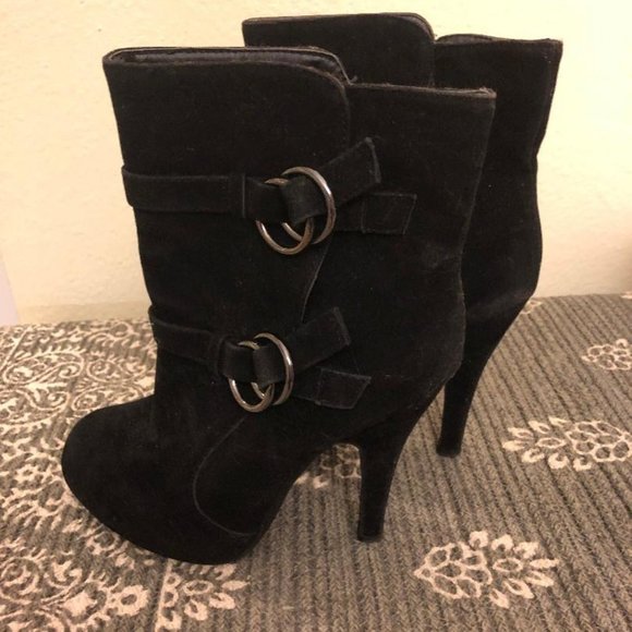 Charlotte Russe Shoes - Black Heeled Boots with silver circles - Great for Spring - Charlotte Russe
